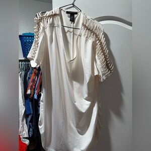 Ashley Stewart Cream Dress with Gold Chains